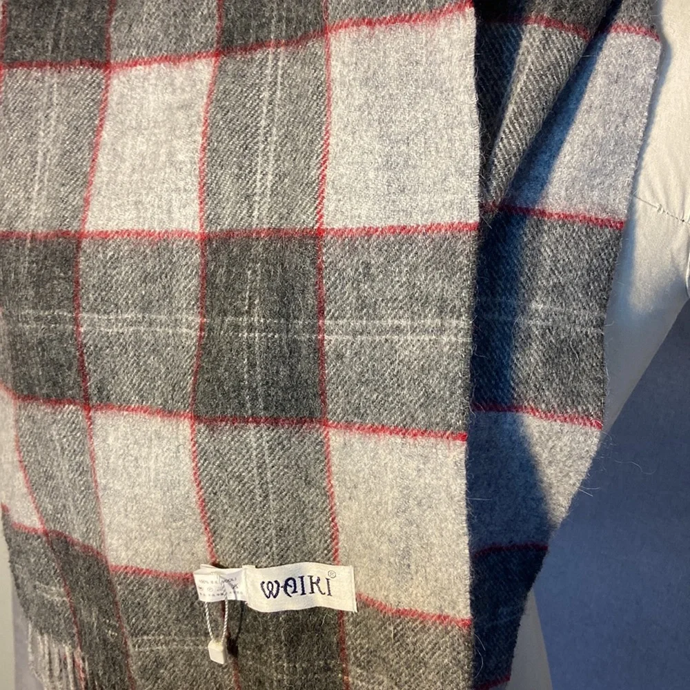 - WAIKI Tassel Detailed Plaid Men's Scarf, New. 100% wool